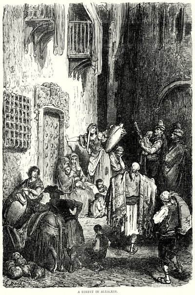 En gade i Albacete (kobberstik) af Gustave Dore