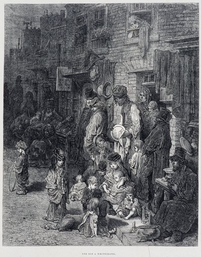 A Street in Whitechapel - i "" London" af Gustave Dore af Gustave Dore