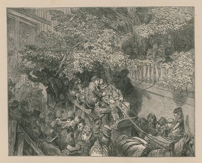 En overfyldt hestetrukket træner af Gustave Dore
