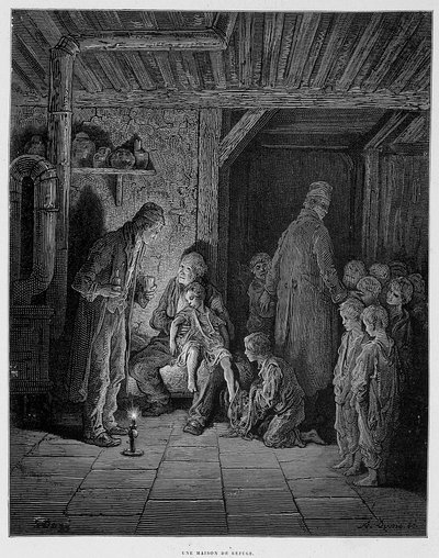 Et tilflugtshus - i "" London" af Gustave Dore af Gustave Dore