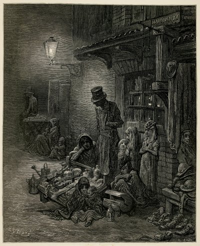 En fattig familie med deres ejendele. af Gustave Dore