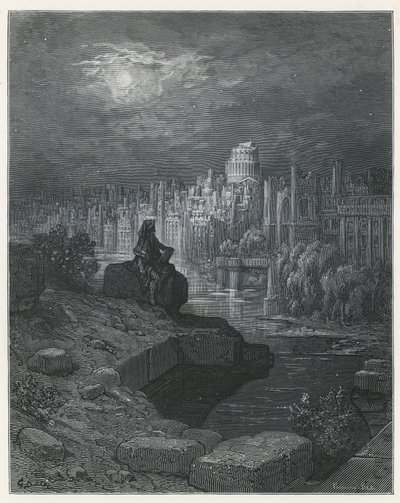 En rejsende fra New Zealand, der overvejer ruinerne af London af Gustave Dore