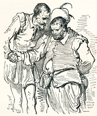 Efter en originaltegning af Gustave Dore af Don Quixote og Sancho Panza. Fra Life and Reminiscences of Gustave Dore, udgivet i 1885. af Gustave Dore