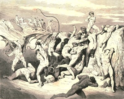 Ah! Hvordan de fik dem bundet ved den første stribe!, c1890. af Gustave Dore
