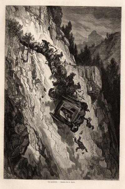 Et uheld af flid, tegning af Gustave Dore (1832-1883), for at illustrere hans rejse til Spanien med C. Davillier i 1862. Indgravering i "" Le tour du monde ", redigeret af Edouard Charton af Gustave Dore