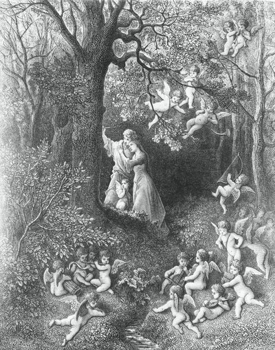 Angelica og Medoro, fra The Frenzy of Orlando af Gustave Dore
