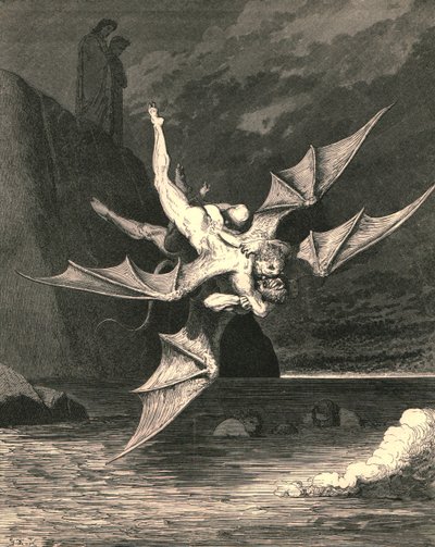 Men den anden viste sig at være en høg...og i den kogende sø faldt begge, c1890. af Gustave Dore