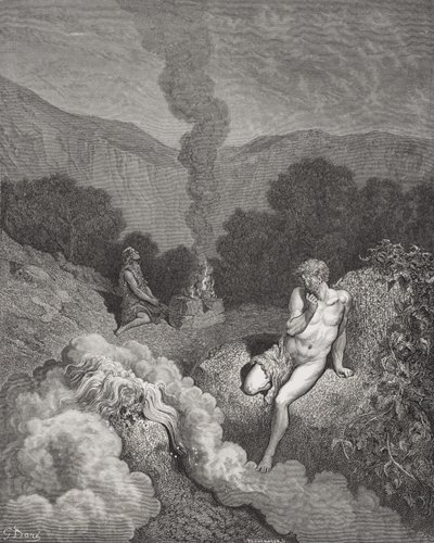 Kain og Abel ofrer, illustration fra Dores 