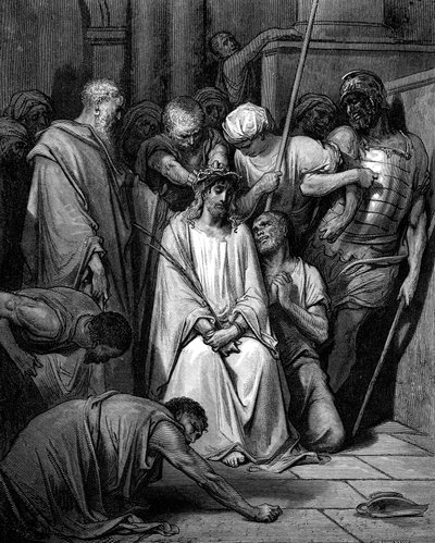 Kristus hånede og Tornekronen sat på hans hoved af Gustave Dore