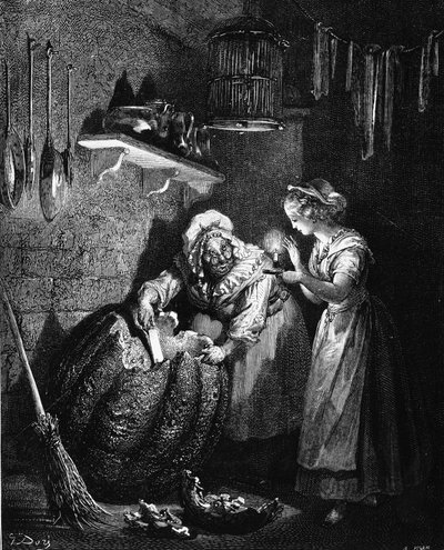 Askepot: illustration af Gustave Doré - i "Les Contes" af Charles Perrault. af Gustave Dore
