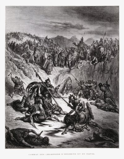Ish-bosheths og Davids kampsoldater, illustration fra Dore-bibelen af Gustave Dore