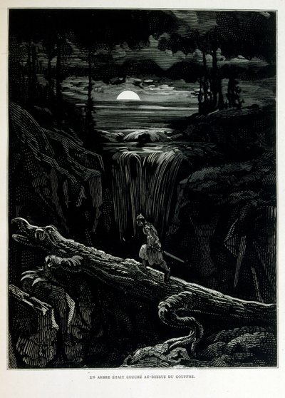Croque-Mitaine; 1863 illustration, af Gustave Dore (1832 1883); Fransk kunstner, grafiker, illustrator. Croque-Mitaine (The bogeyman) en ondsindet karakter præsenteret for børn for at skræmme dem og dermed gøre dem klogere. af Gustave Dore