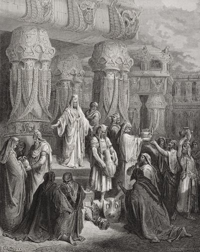 Cyrus Restoring the Vessels of the Temple, illustration fra Dores 