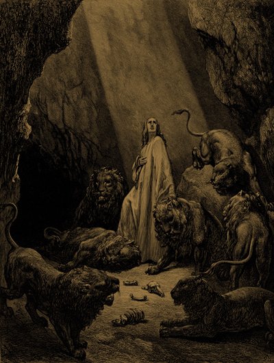 Daniel i løvernes hule af Doré. - Bibel af Gustave Dore