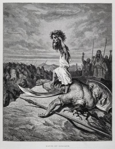 Daavid surmaa Goljatin, kuva Doren Raamatusta af Gustave Dore