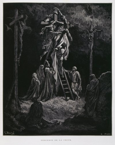 Kristi nedstigning fra korset, illustration fra Dore-bibelen af Gustave Dore
