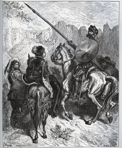 Don Quixote accepterer missionen foreslået af Dorothe-Princess of Micomicon - fra "Don Quixote de la Mancha" af Miguel Cervantes af Gustave Dore