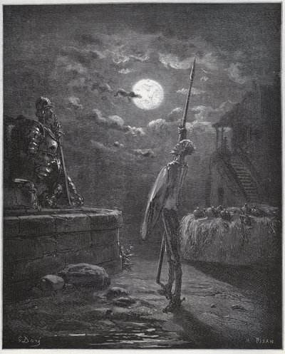 Don Quixote våger over sine arme - fra "Don Quixote de la Mancha" af Miguel Cervantes af Gustave Dore