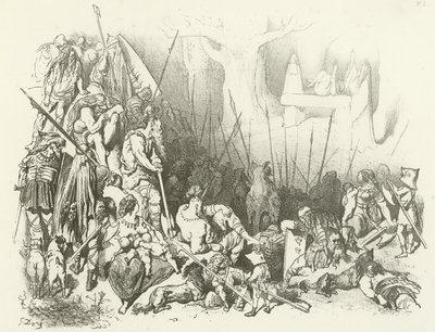 Druidedyrkelse - Et menneskeoffer (dybtryk) af Gustave Dore