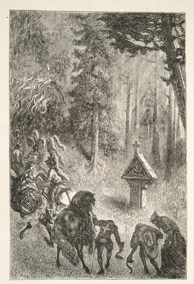 Escorting Guenever from Cameliard, fra Stories of the Days of King Arthur af Charles Henry Hanson, pub.1898 af Gustave Dore