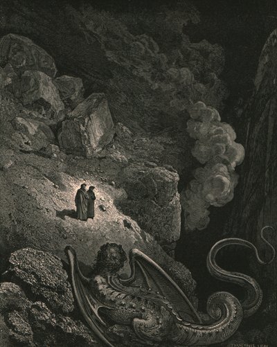 Umiddelbart dukkede det billede af svindler op, omkring 1890. af Gustave Dore