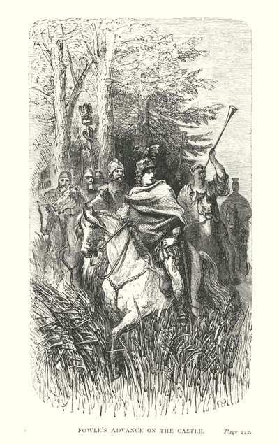 Fowles fremrykning mod slottet (kobberstik) af Gustave Dore