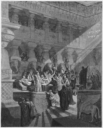 Gustave Dore Bibelen: Daniel fortolker skriften på væggen af Gustave Dore