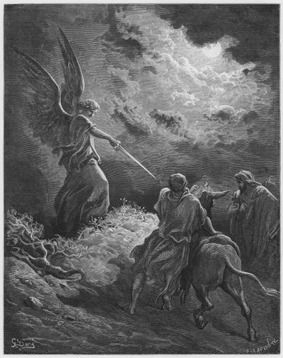 Gustave Dore Bible: Englen viser sig for Bileam af Gustave Dore