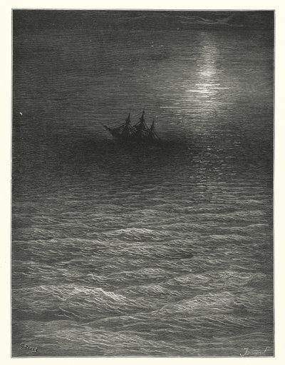 Gustave Dore-illustration til Coleridges Rime of the Ancient Mariner (kobberstik) af Gustave Dore