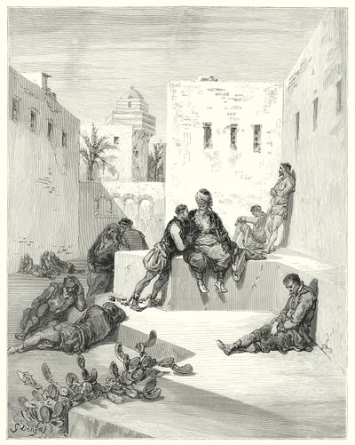 Gustave Dores Don Quixote: "Endelig besluttede jeg at stole på en overløber fra Murcia, som havde vist mig store beviser på sin venlighed" (gravering) af Gustave Dore
