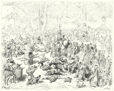 Gustave Dores Don Quixote: "Den stakkels Sancho fulgte sin herre med et tungt hjerte" (gravering) af Gustave Dore