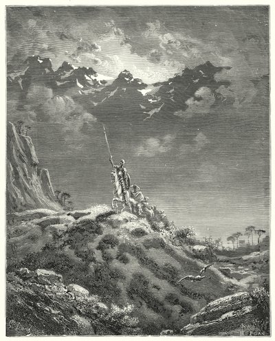 Gustave Dores Don Quixote: "Mod Micomicons rige" (gravering) af Gustave Dore