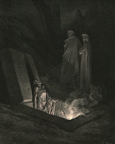 Han, snart der jeg stod ved gravens fod, eyd mig en plads, c1890. af Gustave Dore