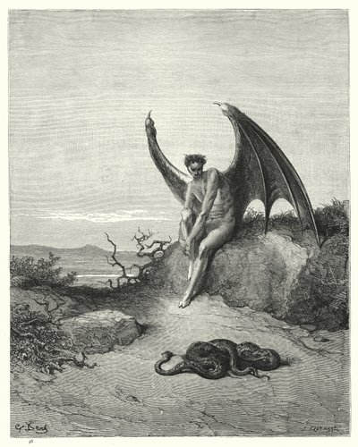 Illustration af Gustave Dore til Miltons Paradise Lost, bog IX, linje 182, 183 af Gustave Dore