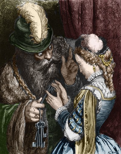 Illustration til "Bluebeard" af Charles Perrault, 1893 af Gustave Dore