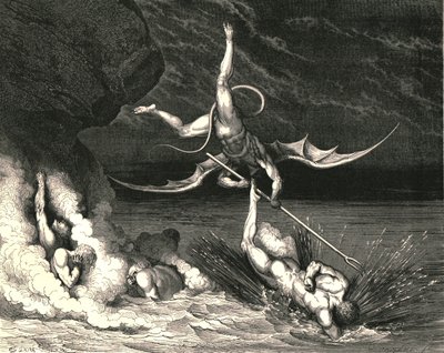 I forfølgelsen skyndte han sig derfor og udbrød: Du er fanget, c1890. af Gustave Dore