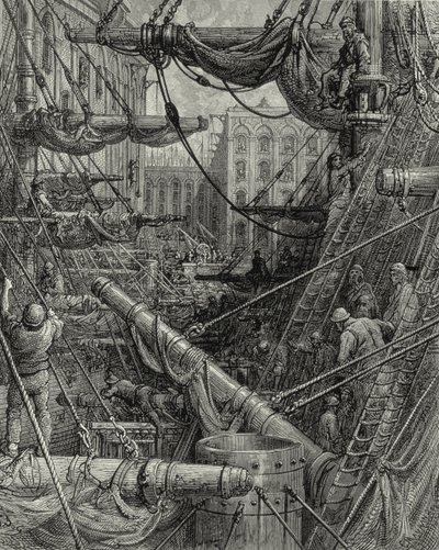 I London Docks. Gravering: Gustave Doré. Fra: "London - A Pilgrimage", tekst af W. B. Jerrold, indgraveret C. Maurant, 1872. af Gustave Dore