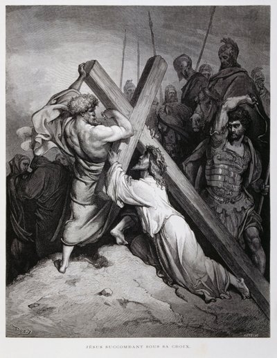 Jesus bærer korset, illustration fra Dore-bibelen af Gustave Dore