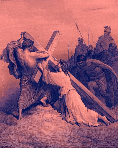 Jesus falder under korset - Bibelen af Gustave Dore