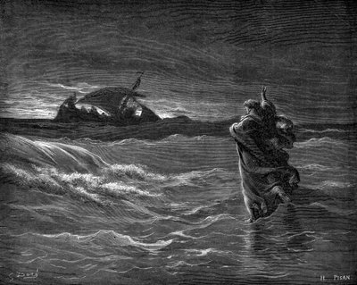 Jesus går på vandet af Gustave Dore