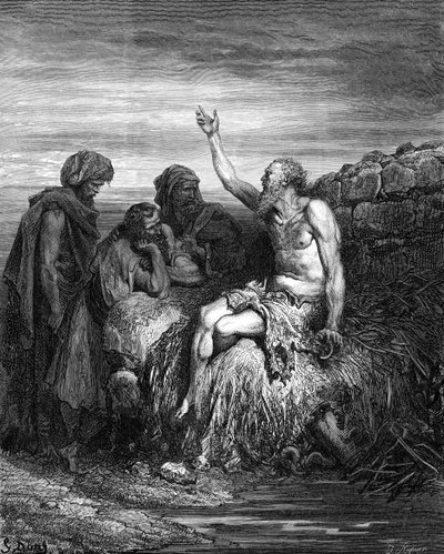 Job og hans venner, gravering af Doré. - Bibel af Gustave Dore