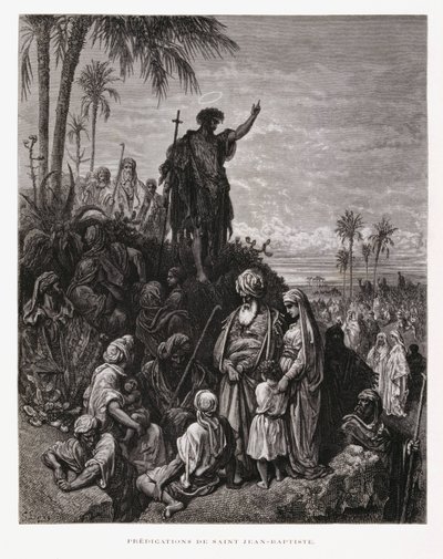 Johannes Døberen prædiker, illustration fra Dore-bibelen af Gustave Dore