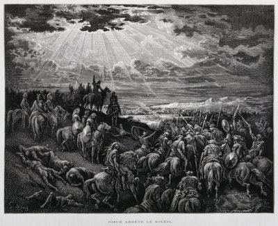 Joshua får solen til at stå stille, Illustration fra Dore Bible af Gustave Dore