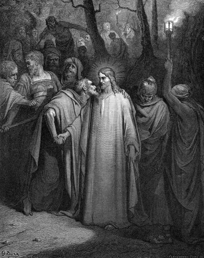Judas forråder Kristus med et kys, 1866 af Gustave Dore