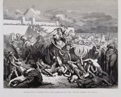 Kong David straffer ammonitterne, illustration fra Dore-bibelen af Gustave Dore