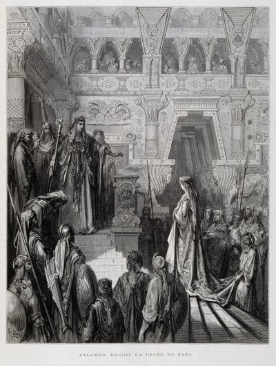 Kong Salomon modtager dronningen af Saba, Illustration fra Dore Bible af Gustave Dore