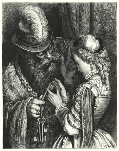 Det blå Skæg; Blåt skæg (gravering) af Gustave Dore