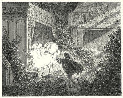 Tornerose; Tornerose (gravering) af Gustave Dore