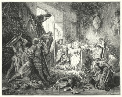 Tornerose; Tornerose (gravering) af Gustave Dore