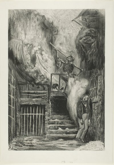 Gaden med den gamle lanterne: Gérard de Nervals selvmord af Gustave Dore